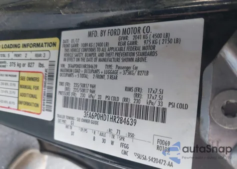 2017 Ford Fusion Se from USA, damaged, VIN 3FA6P0HD1HR284639
